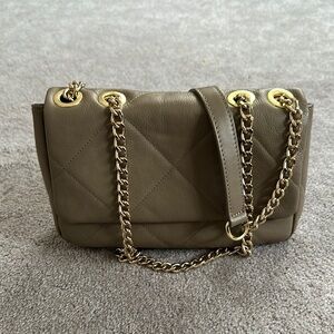 Anna Paola Genuine Leather Taupe Convertible Purse EUC